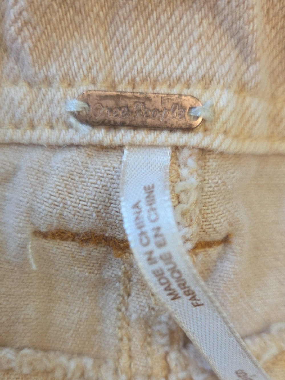 Free People Soft Peach Denim Shorts with Rope Accent - Picture 3 of 9